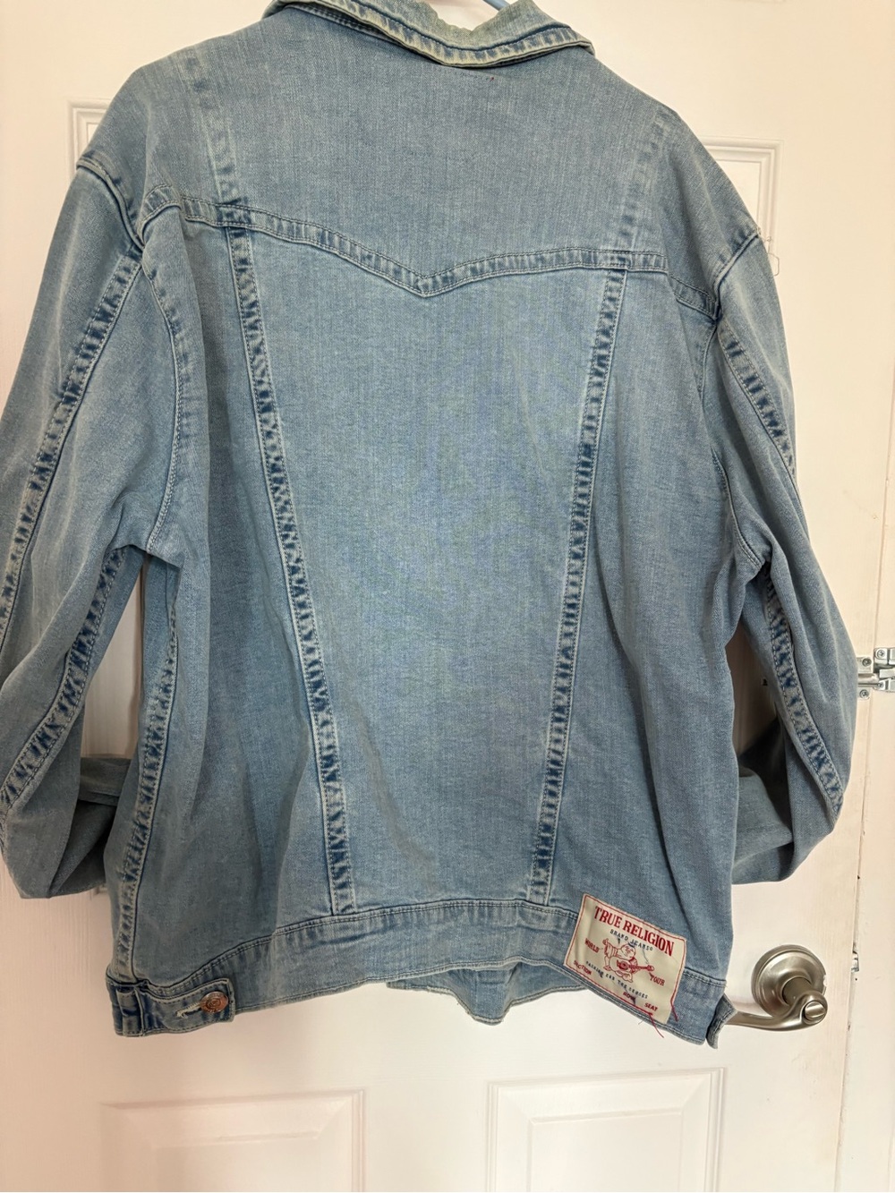 True Religion Washed Light Blue Denim Trucker Jacket - Picture 6 of 7